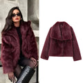 Faux Fur Coat Burgundy Bomber Jacket