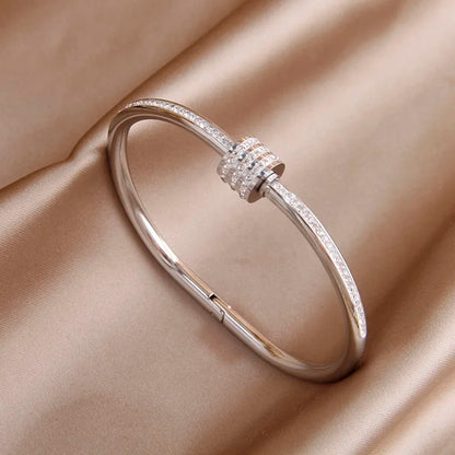 Bracelet à breloques lettre entièrement en cristal en acier inoxydable