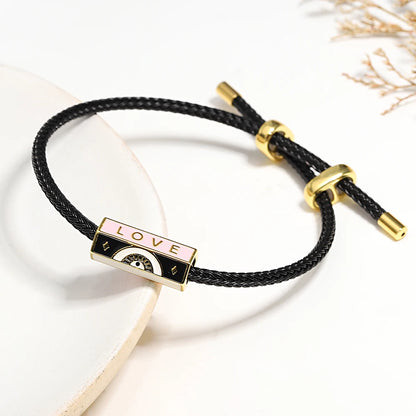 Trendy Red Thread String Bracelets Stainless Steel Gold