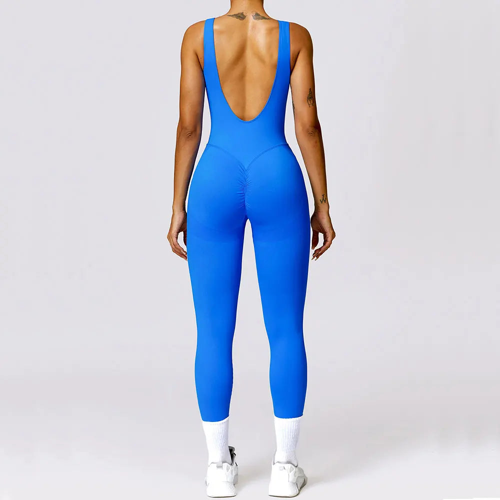 Body dos nu ensemble Fitness Push Up femme combinaison une pièce