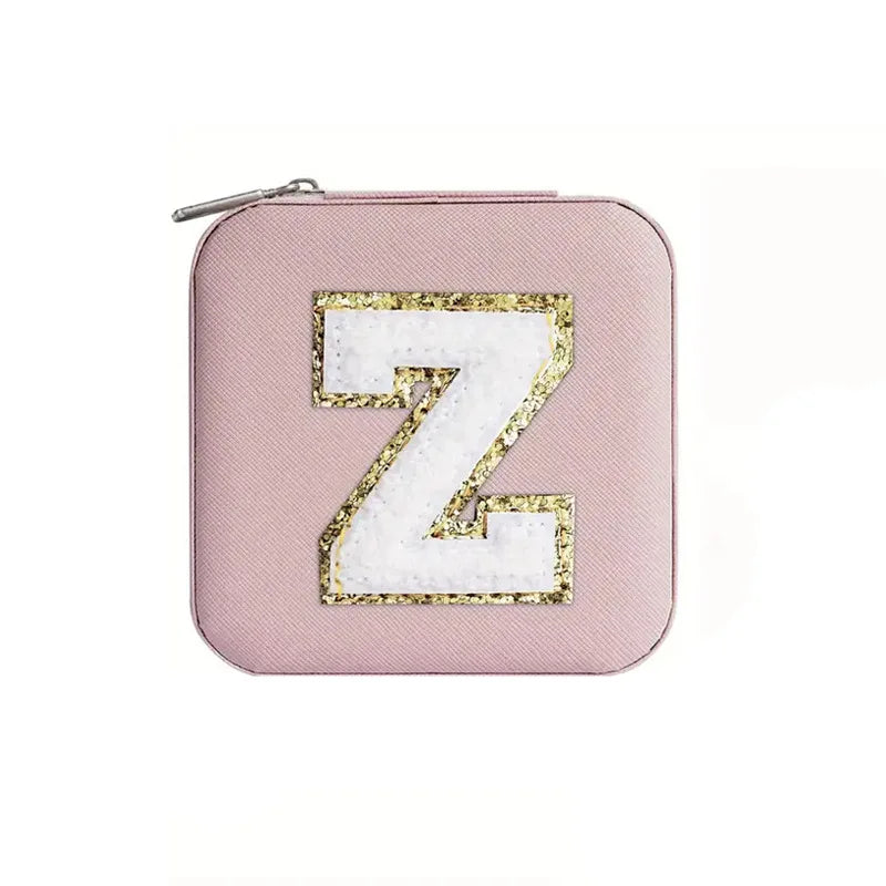Custom Letter Jewelry Travel Case – Pink Varsity Collection