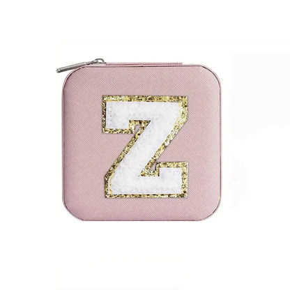 Custom Letter Jewelry Travel Case – Pink Varsity Collection