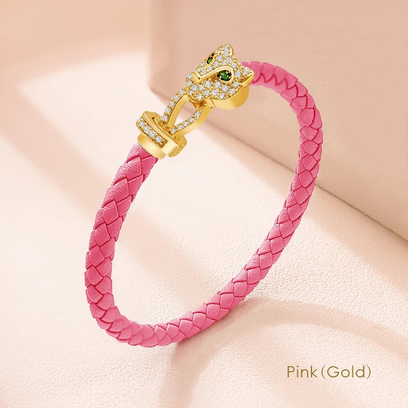 Bracelet en zircon guépard exquis de conception classique