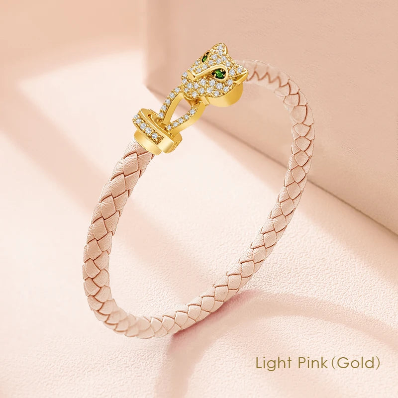 Bracelet en zircon guépard exquis de conception classique