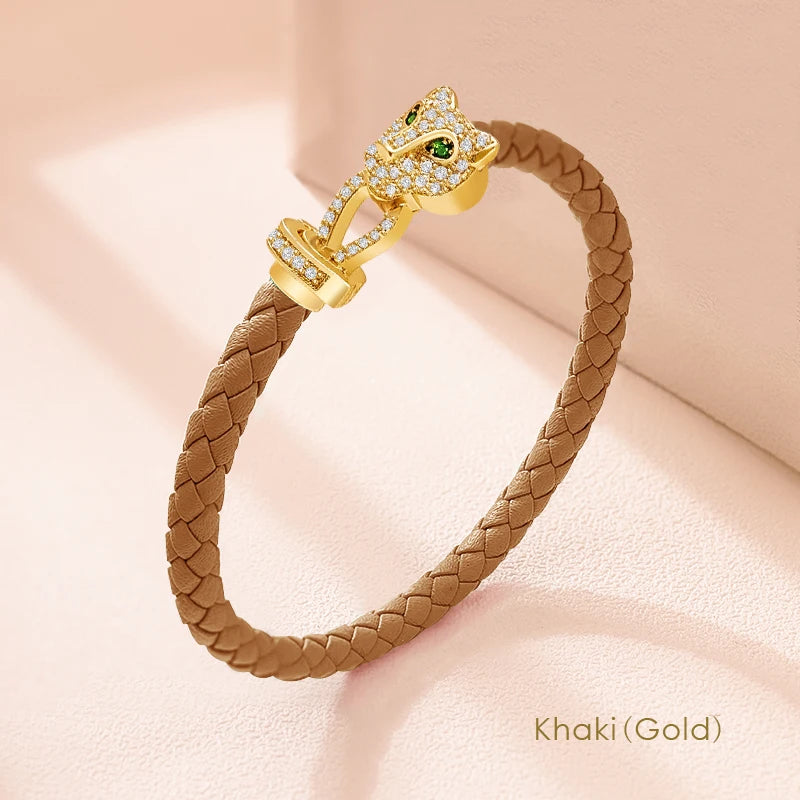 Bracelet en zircon guépard exquis de conception classique