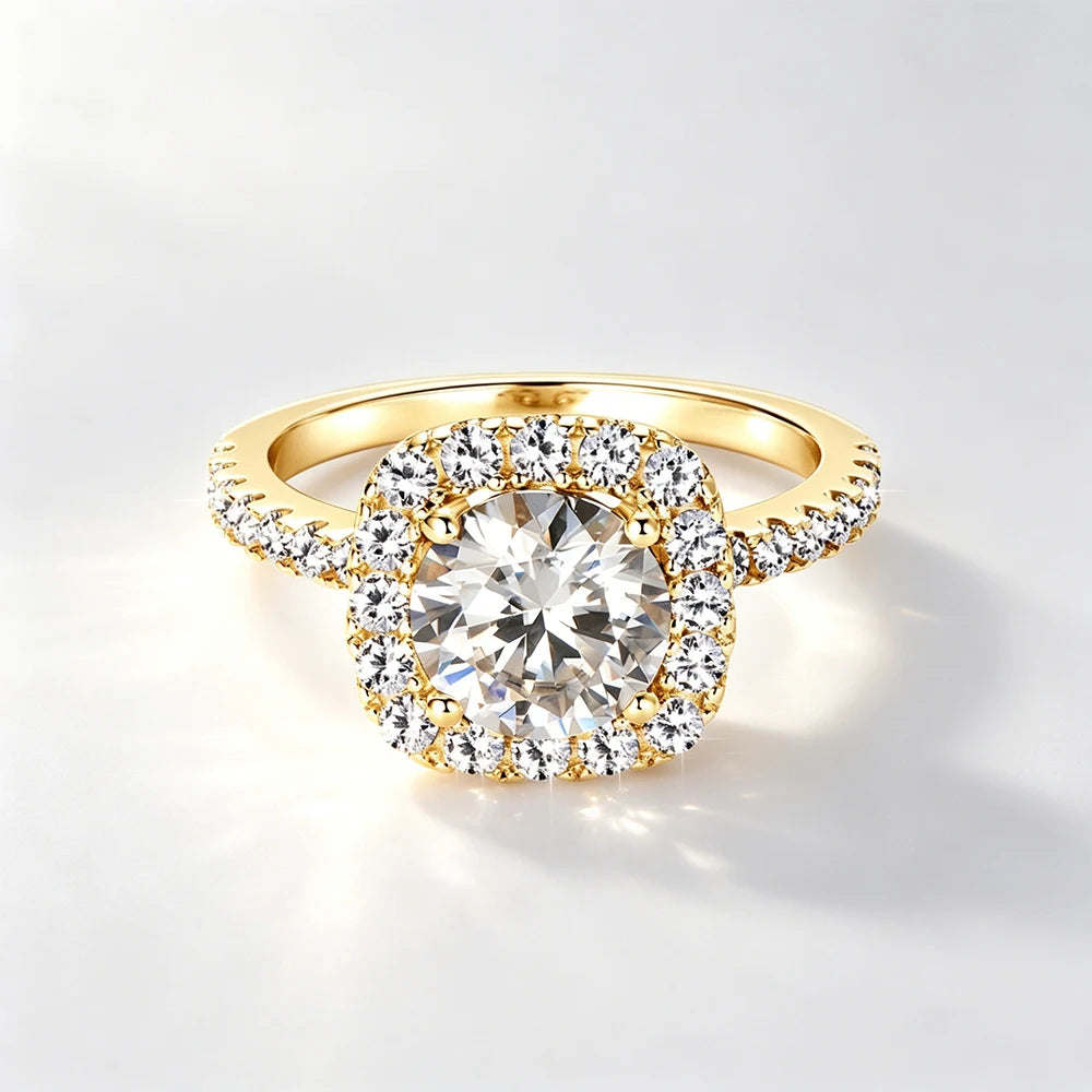 2CT Halo Moissanite Ring – 14K Gold Filled