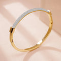 Pulseiras de punho de zircônia cúbica na moda pulseira de titânio