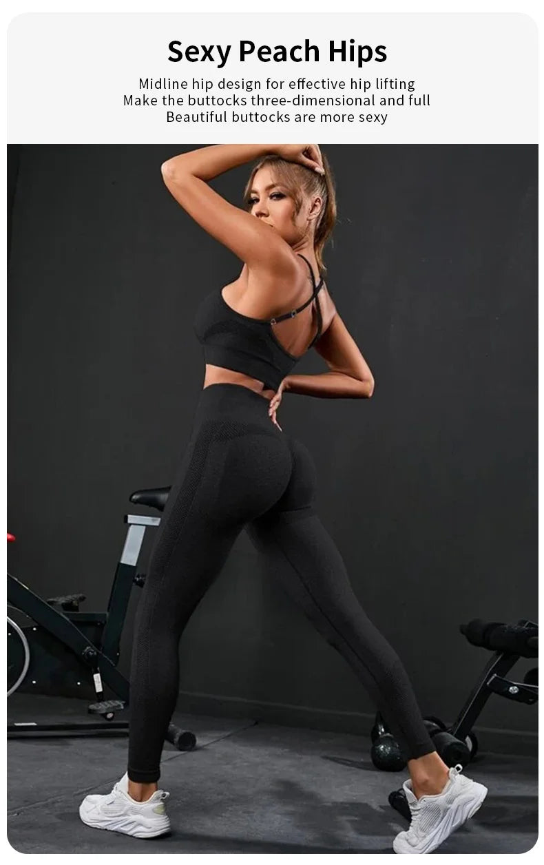 2-teiliges Damen-Trainingsanzug-Sportbekleidungsset mit Leggings und Oberteil mit hoher Taille