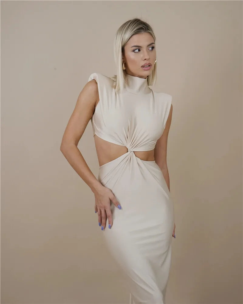 Robe Longue Col Roulé Multicolore