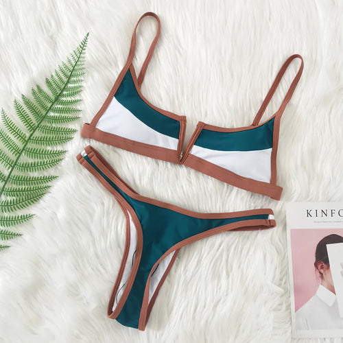 Bikini Brazilian Swimwear Vintage Multicolor Set