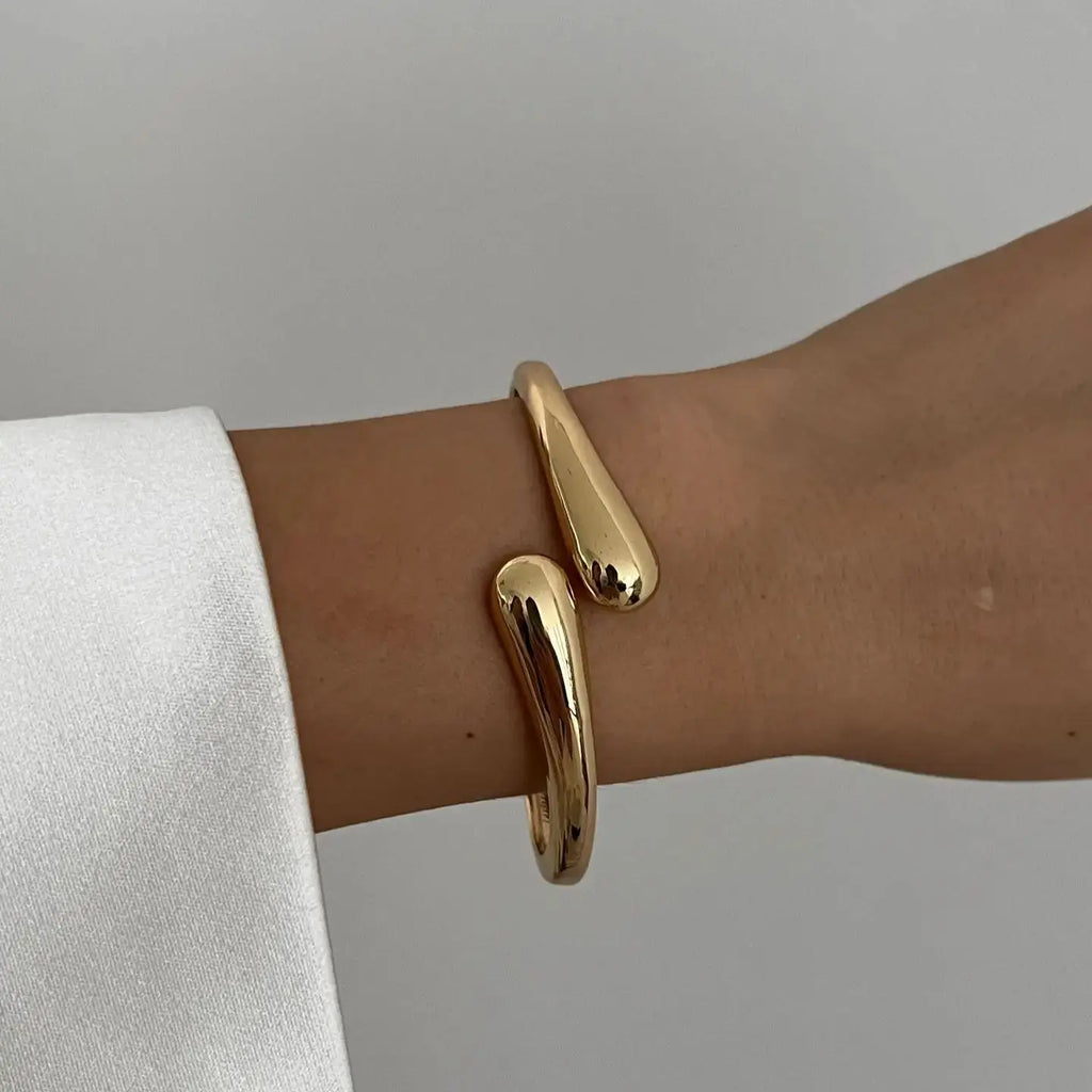 Bracciale rigido in oro con polsini in metallo vintage Hip Hop