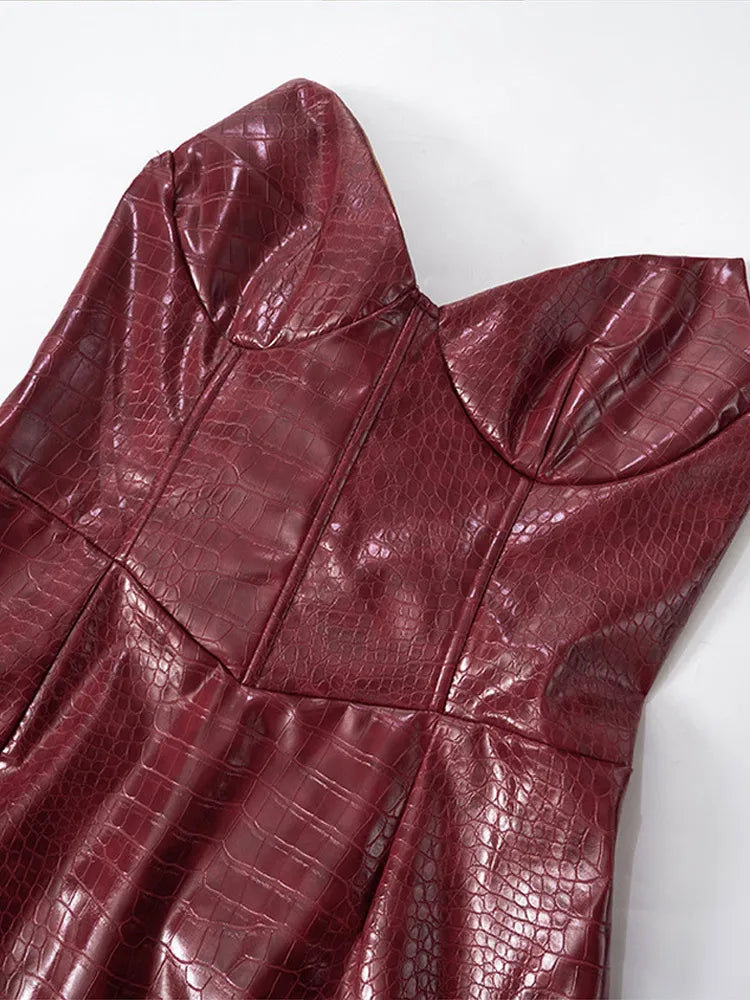 Mini abiti retrò in pelle PU multicolori