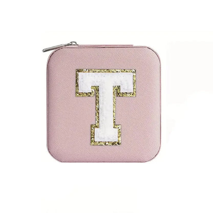 Custom Letter Jewelry Travel Case – Pink Varsity Collection
