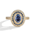 1CT Oval Blue Moissanite Ring – Sterling Silver
