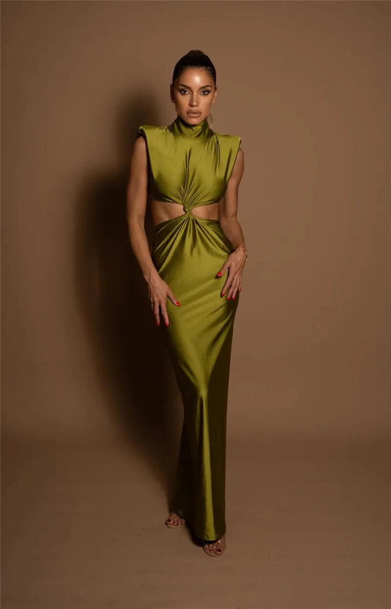Robe Longue Col Roulé Multicolore