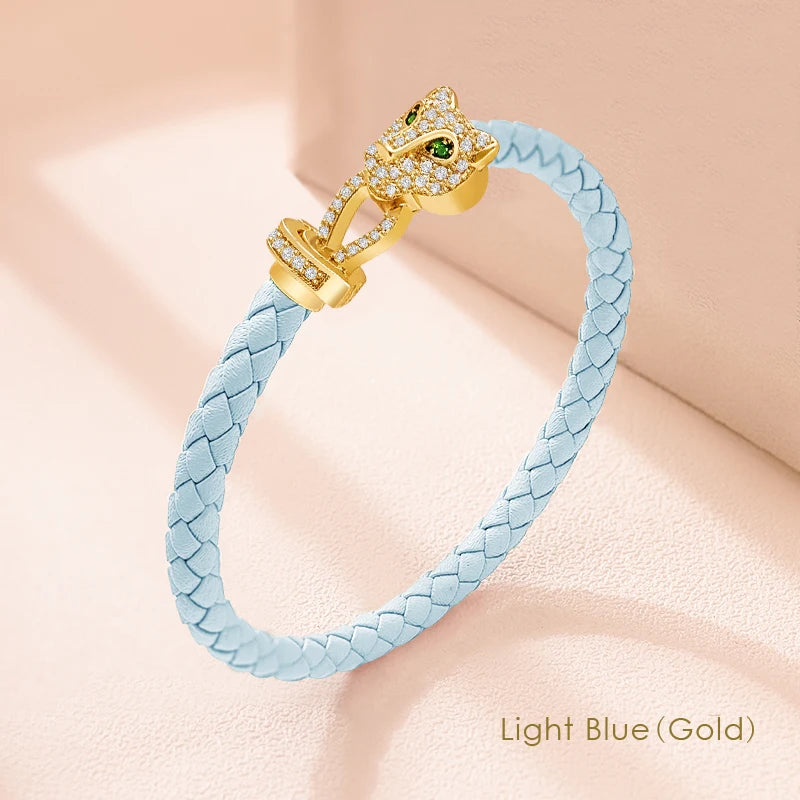 Bracelet en zircon guépard exquis de conception classique