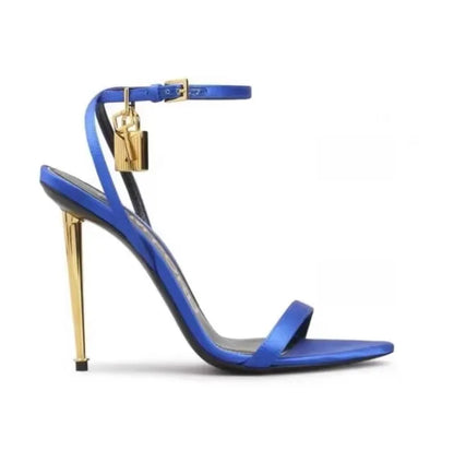 Gold Metal Stiletto with Ankle Lock Buckle