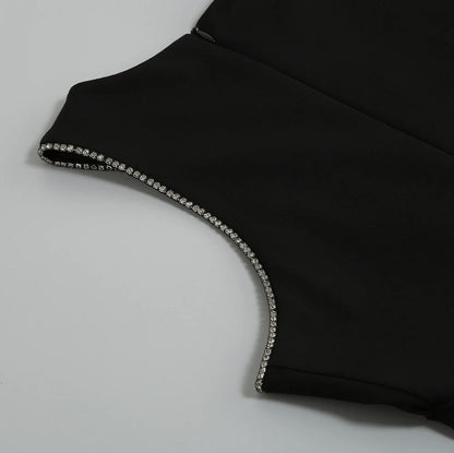 Schwarz One-Shoulder Chain Mini Dress