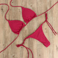 Conjunto de 2 piezas Bikini Color sólido Correa con cuello halter