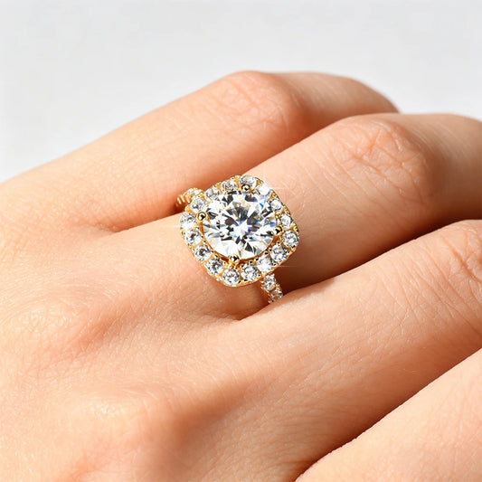 2CT Halo Moissanite Ring – 14K Gold Filled
