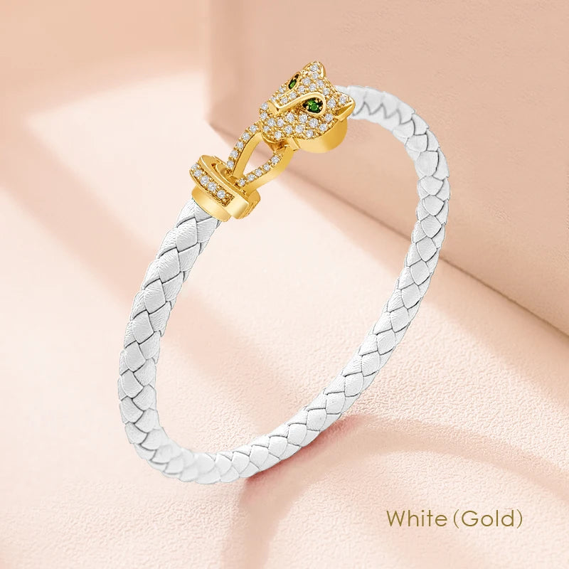 Bracelet en zircon guépard exquis de conception classique