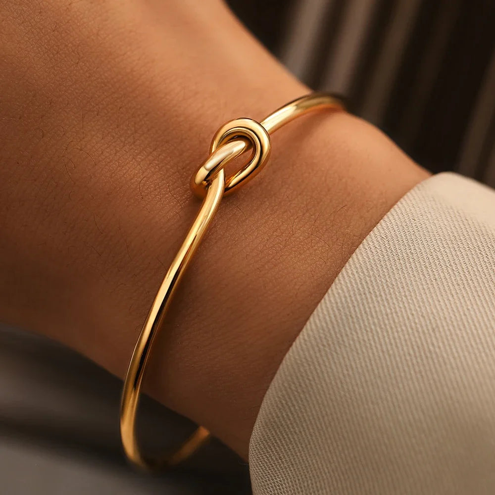 Pulsera Acero Oro Tejido Twist Joyería