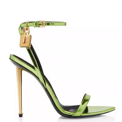 Gold Metal Stiletto with Ankle Lock Buckle