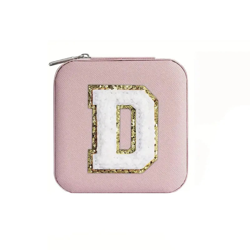 Custom Letter Jewelry Travel Case – Pink Varsity Collection
