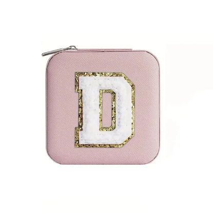 Custom Letter Jewelry Travel Case – Pink Varsity Collection