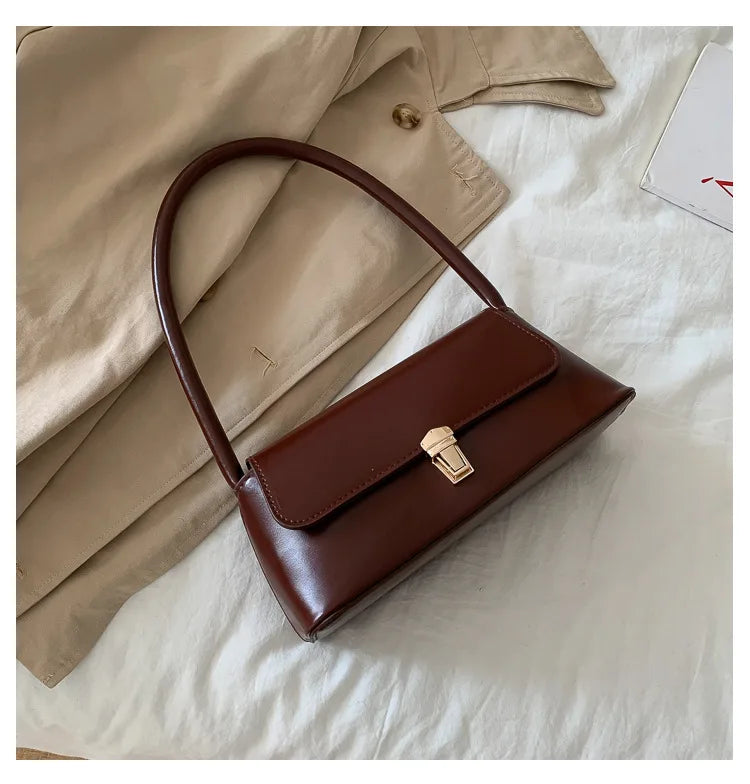 Vintage Shoulder Bag – Solid Color Handbag