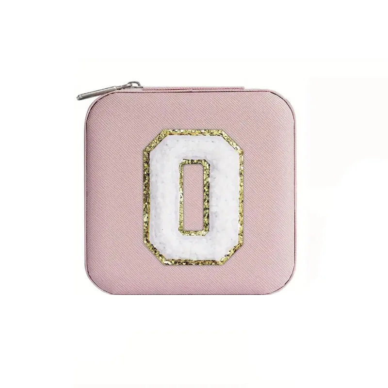 Custom Letter Jewelry Travel Case – Pink Varsity Collection