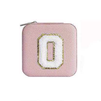 Custom Letter Jewelry Travel Case – Pink Varsity Collection