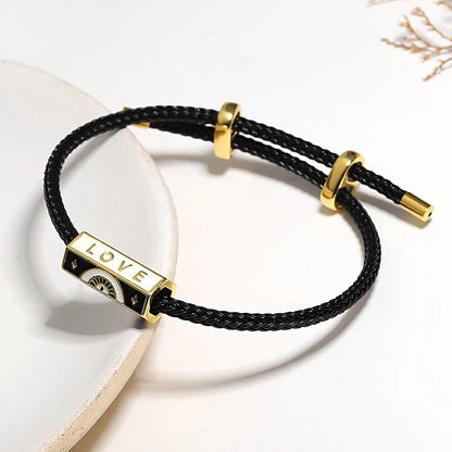 Trendy Red Thread String Bracelets Stainless Steel Gold