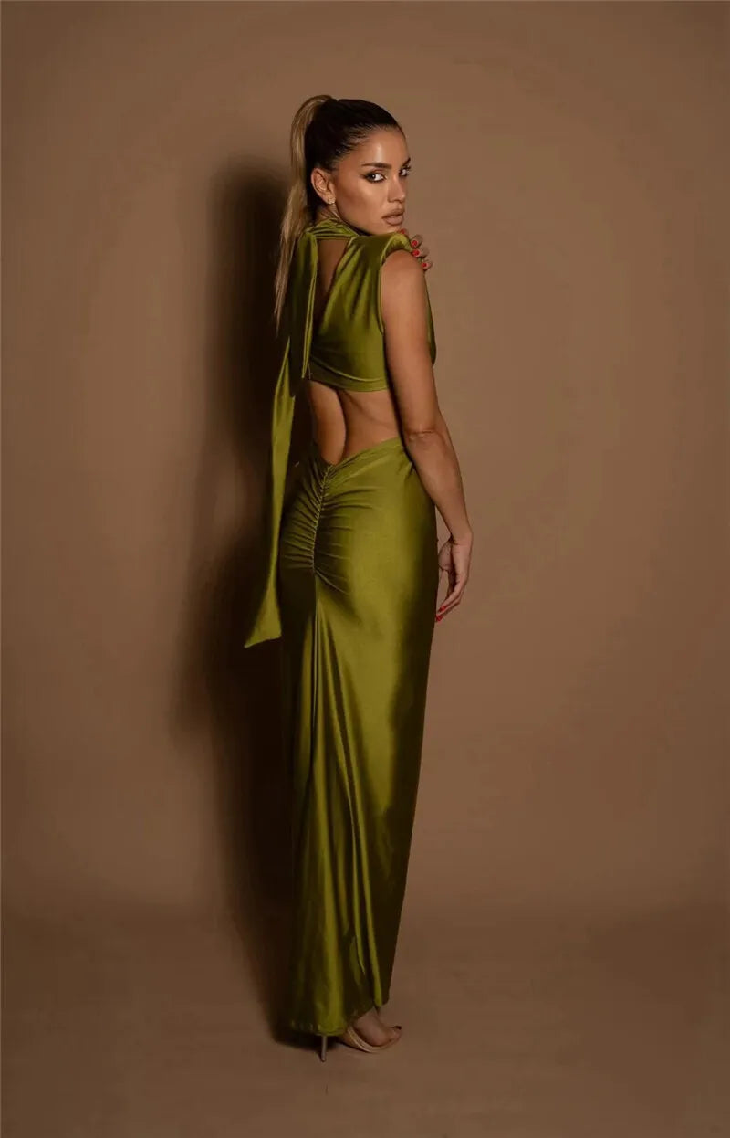 Robe Longue Col Roulé Multicolore