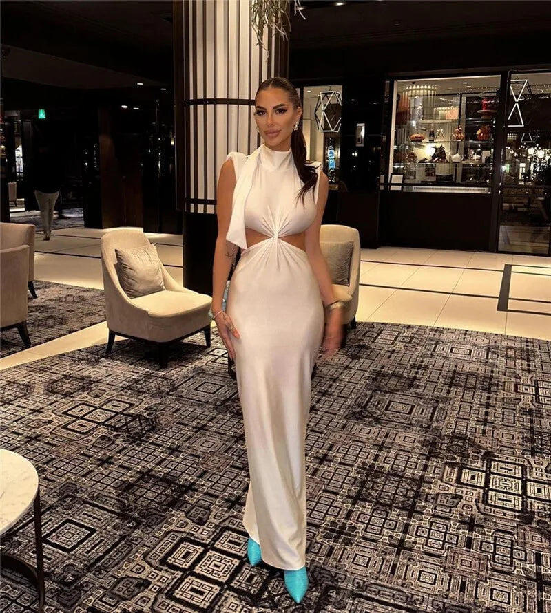 Robe Longue Col Roulé Multicolore