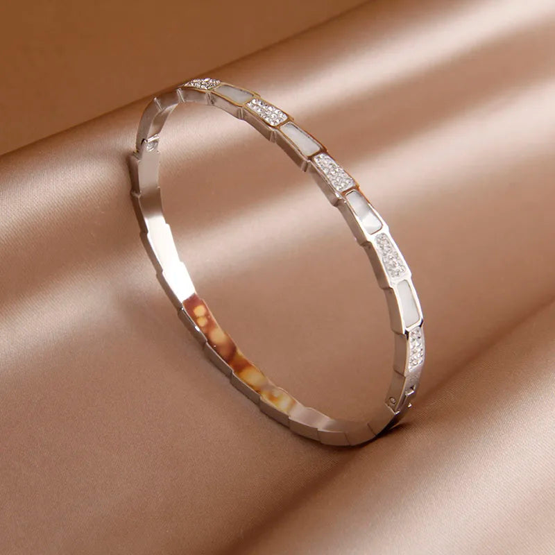 Stainless Steel Full Crystal Letter Charm Bracelet