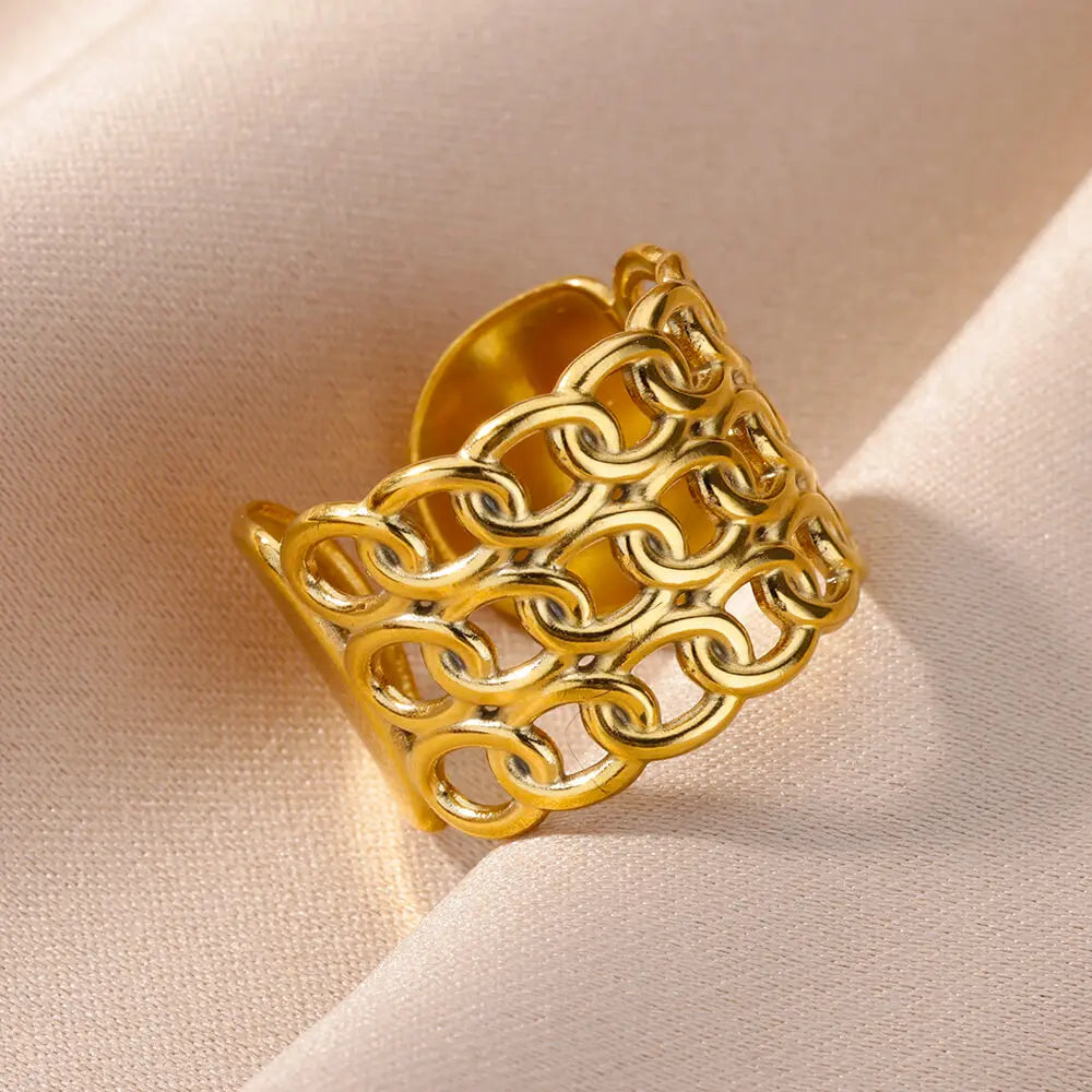 Goldfarbene Edelstahlringe – 17 mm