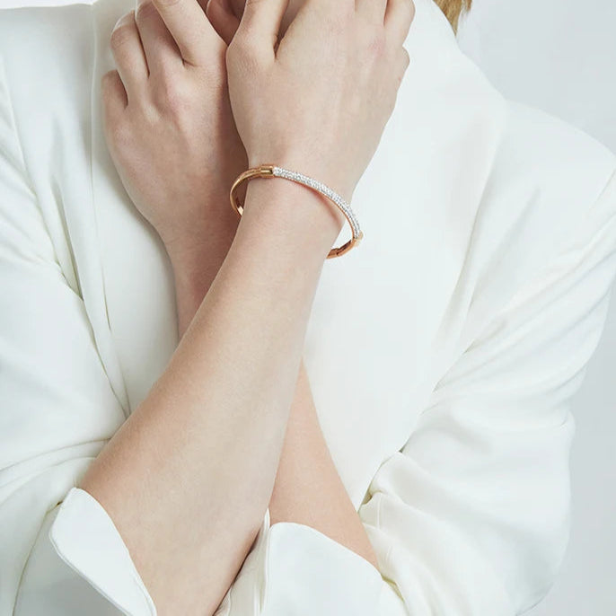 Pulseiras de punho de zircônia cúbica na moda pulseira de titânio