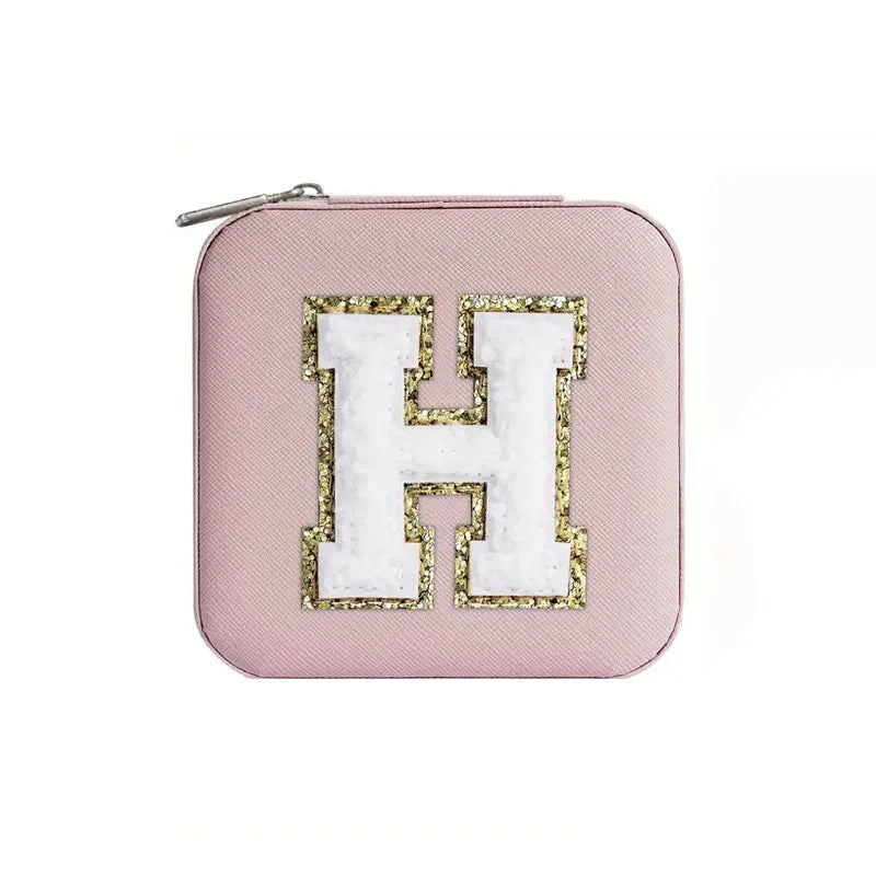 Custom Letter Jewelry Travel Case – Pink Varsity Collection