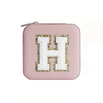 Custom Letter Jewelry Travel Case – Pink Varsity Collection