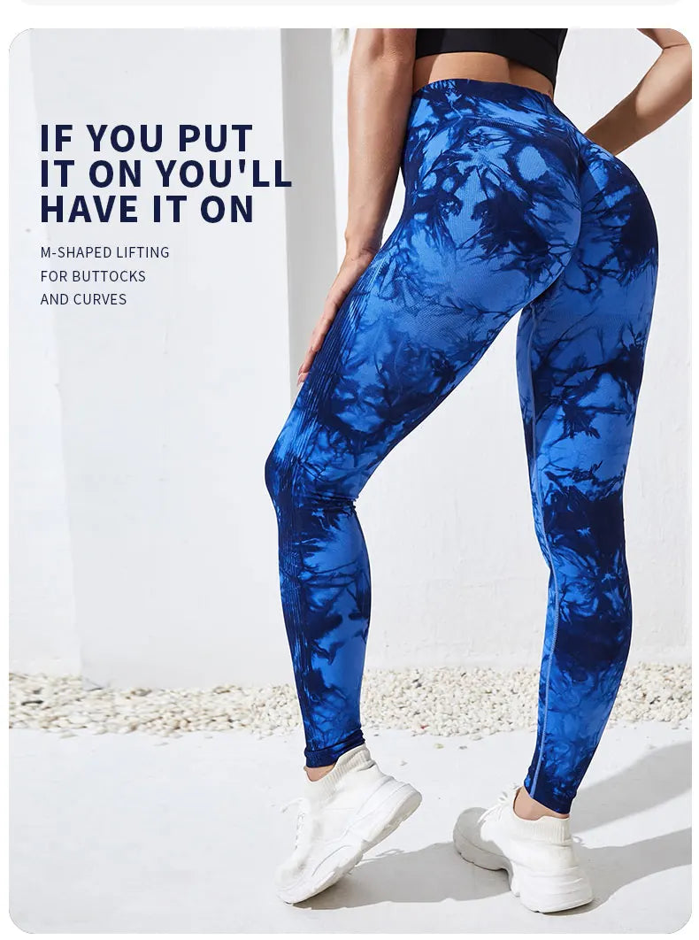 Leggings da fitness Dye da donna a vita alta push up 