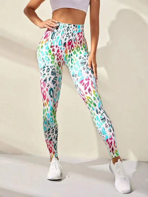 3D Print Dye Sports Pants Women Waist Fitness Push Up Leggings