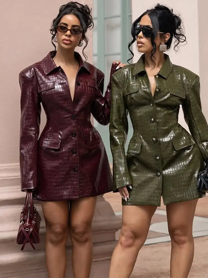 Leather Blazer Mini Dress – Chic Office to Evening Style