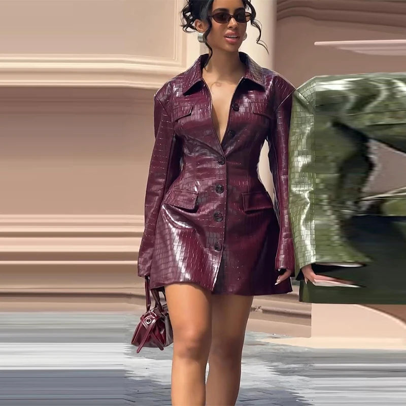 Leather Blazer Mini Dress – Chic Office to Evening Style