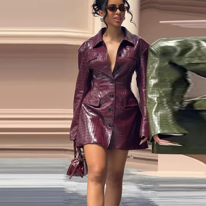 Leather Blazer Mini Dress – Chic Office to Evening Style