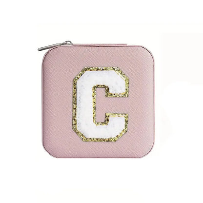 Custom Letter Jewelry Travel Case – Pink Varsity Collection