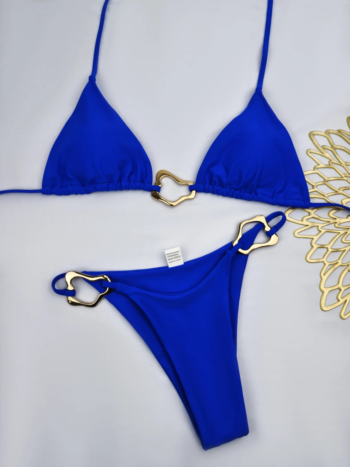 Bikini Solid Color Lace-up Split Two-piece Swimsuit