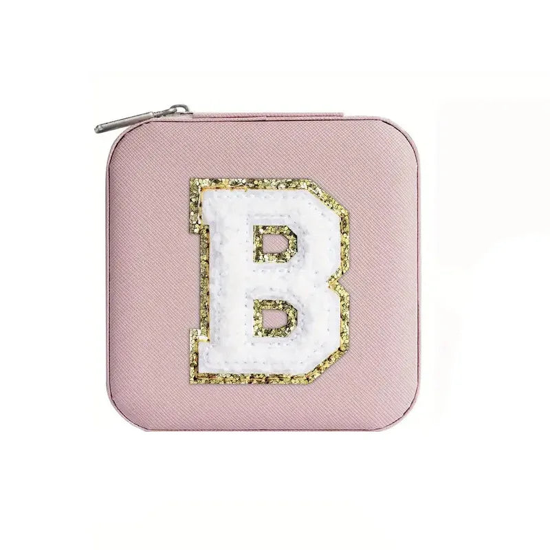 Custom Letter Jewelry Travel Case – Pink Varsity Collection