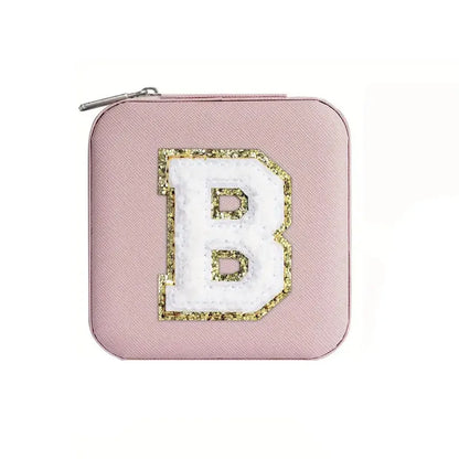 Custom Letter Jewelry Travel Case – Pink Varsity Collection