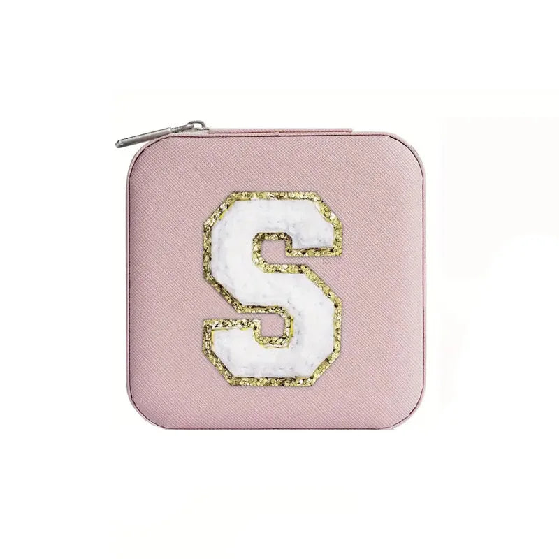 Custom Letter Jewelry Travel Case – Pink Varsity Collection